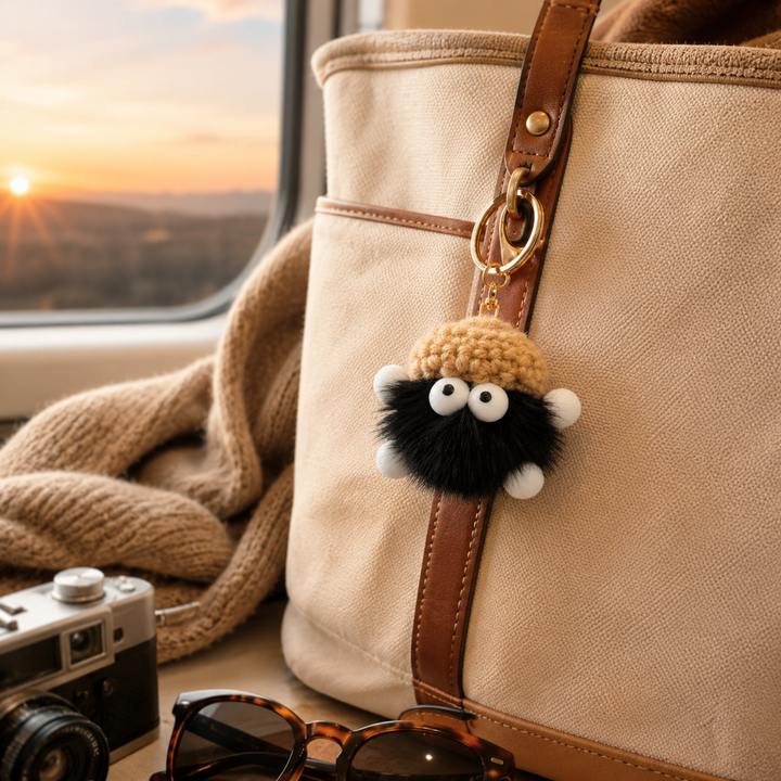 Cute Fluffy Domestic Mink Fur Bag Charm & Keychain