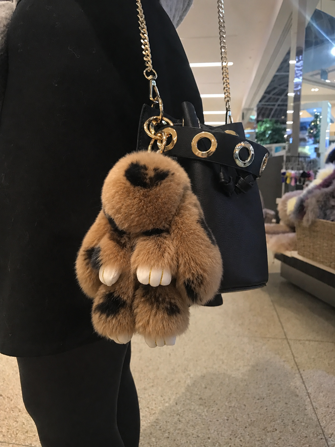 Cute Fluffy Bunny Rex Rabbit Keychain (Caramel Brown)