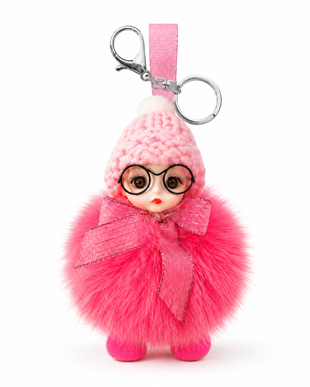 Genuine Fox Fur Doll Bag Charm & Keychain – Various Colors
