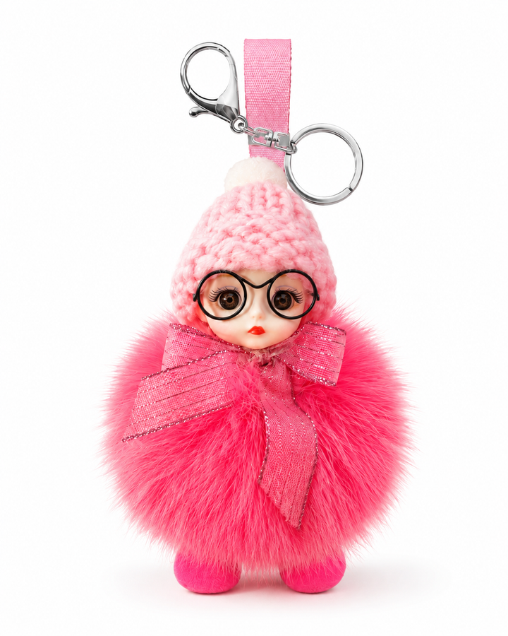 Genuine Fox Fur Doll Bag Charm & Keychain – Various Colors