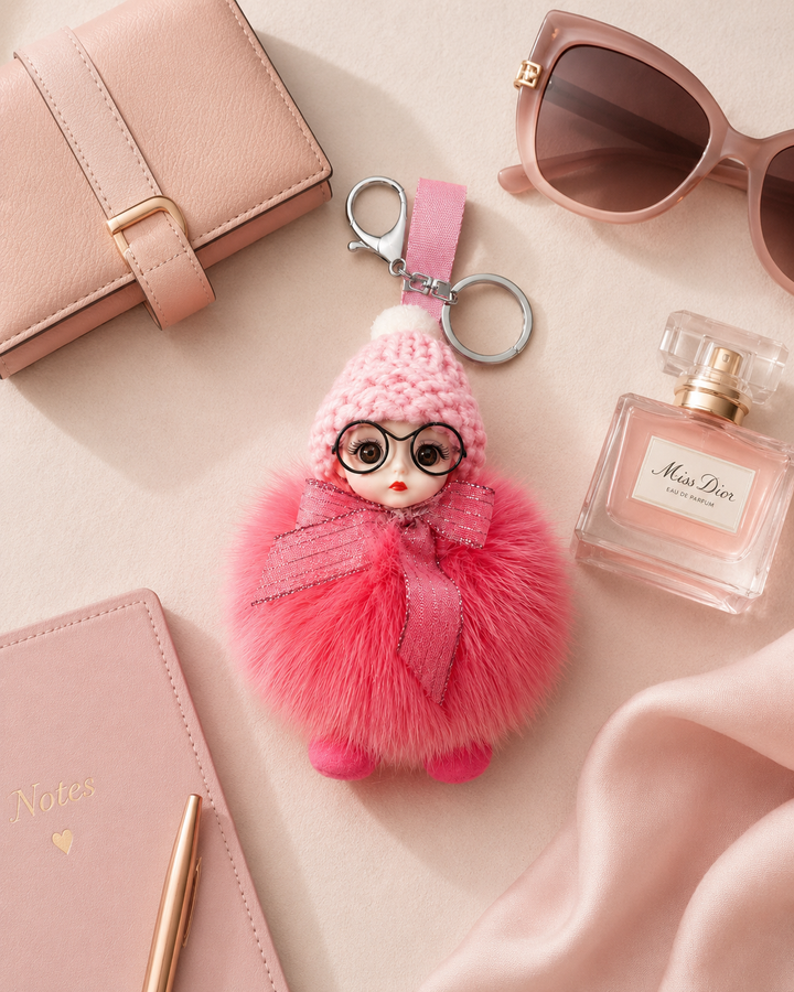 Genuine Fox Fur Doll Bag Charm & Keychain – Various Colors