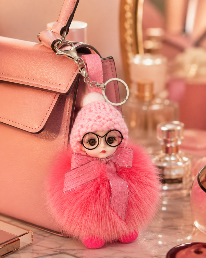 Genuine Fox Fur Doll Bag Charm & Keychain – Various Colors