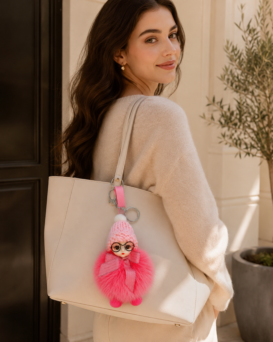 Genuine Fox Fur Doll Bag Charm & Keychain – Various Colors