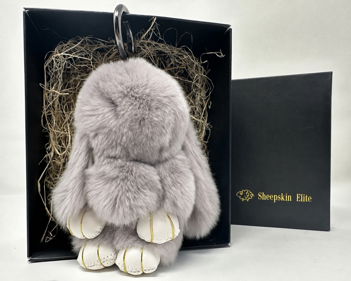 Cute Fluffy Bunny Rex Rabbit Keychain (Caramel Brown)