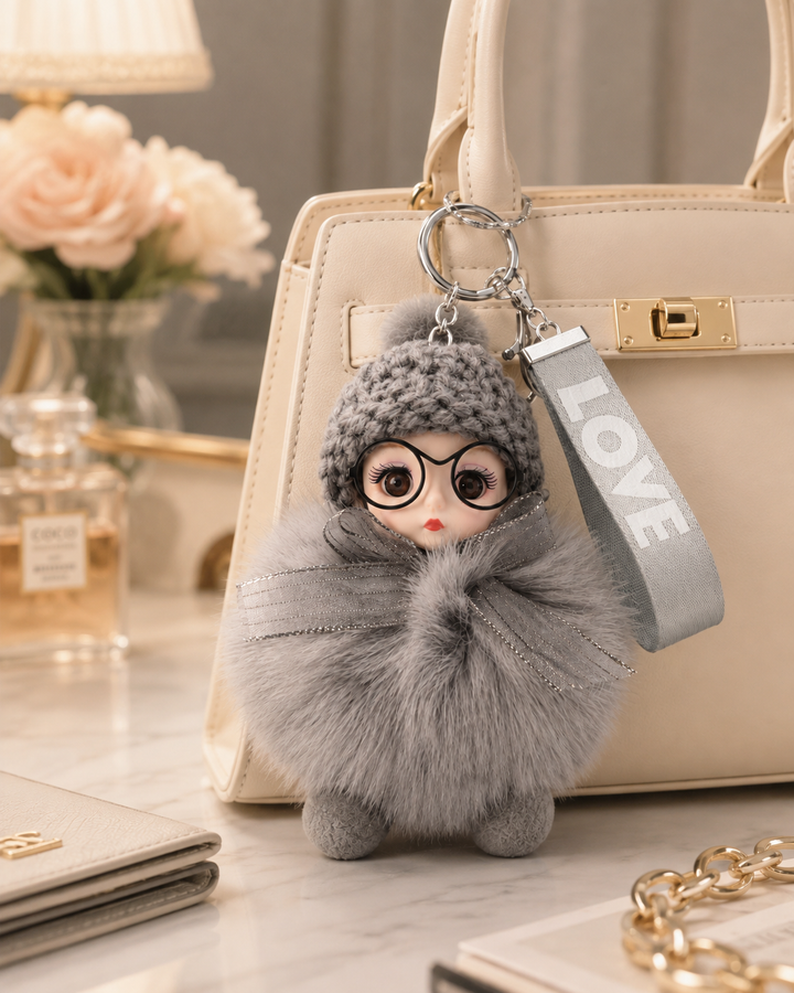 Genuine Fox Fur Doll Bag Charm & Keychain – Various Colors