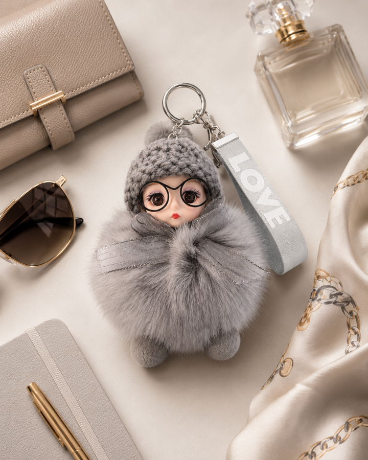 Genuine Fox Fur Doll Bag Charm & Keychain – Various Colors