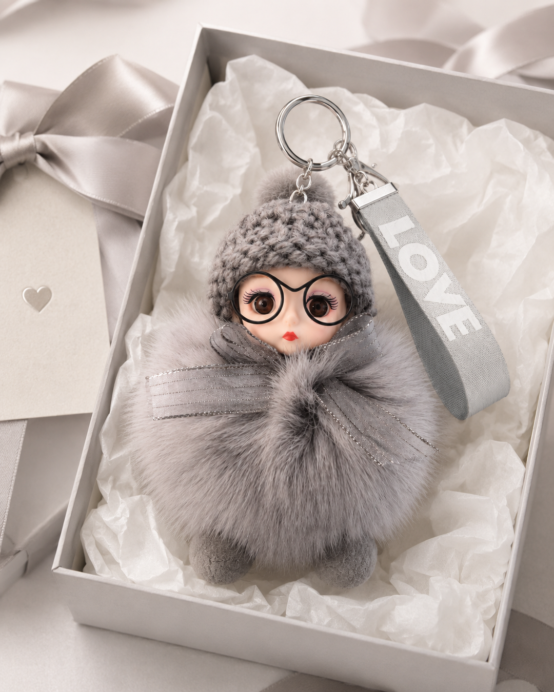 Genuine Fox Fur Doll Bag Charm & Keychain – Various Colors