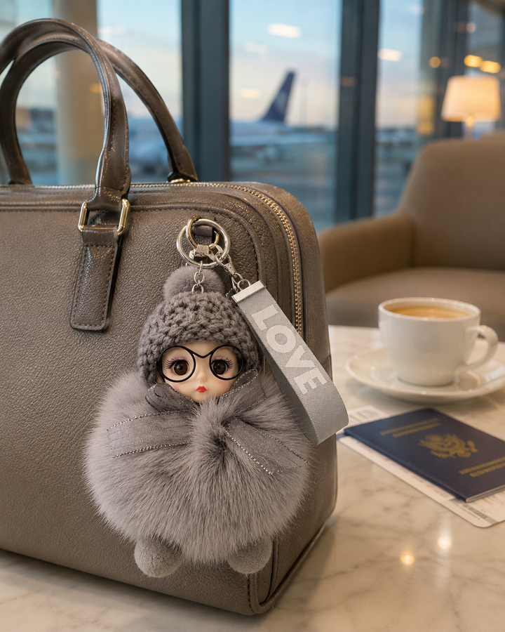 Genuine Fox Fur Doll Bag Charm & Keychain – Various Colors