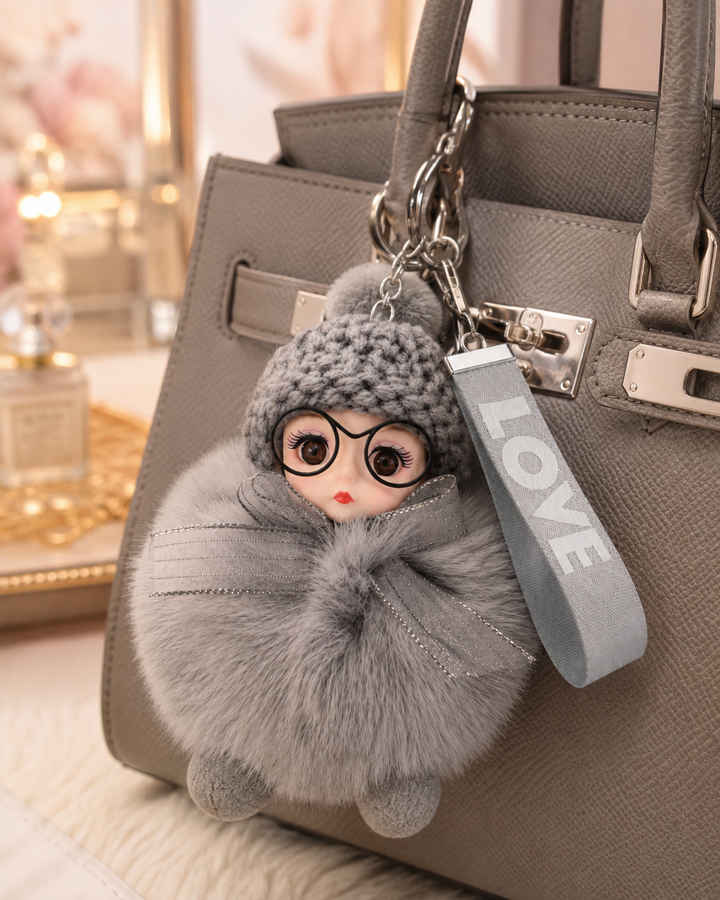 Genuine Fox Fur Doll Bag Charm & Keychain – Various Colors