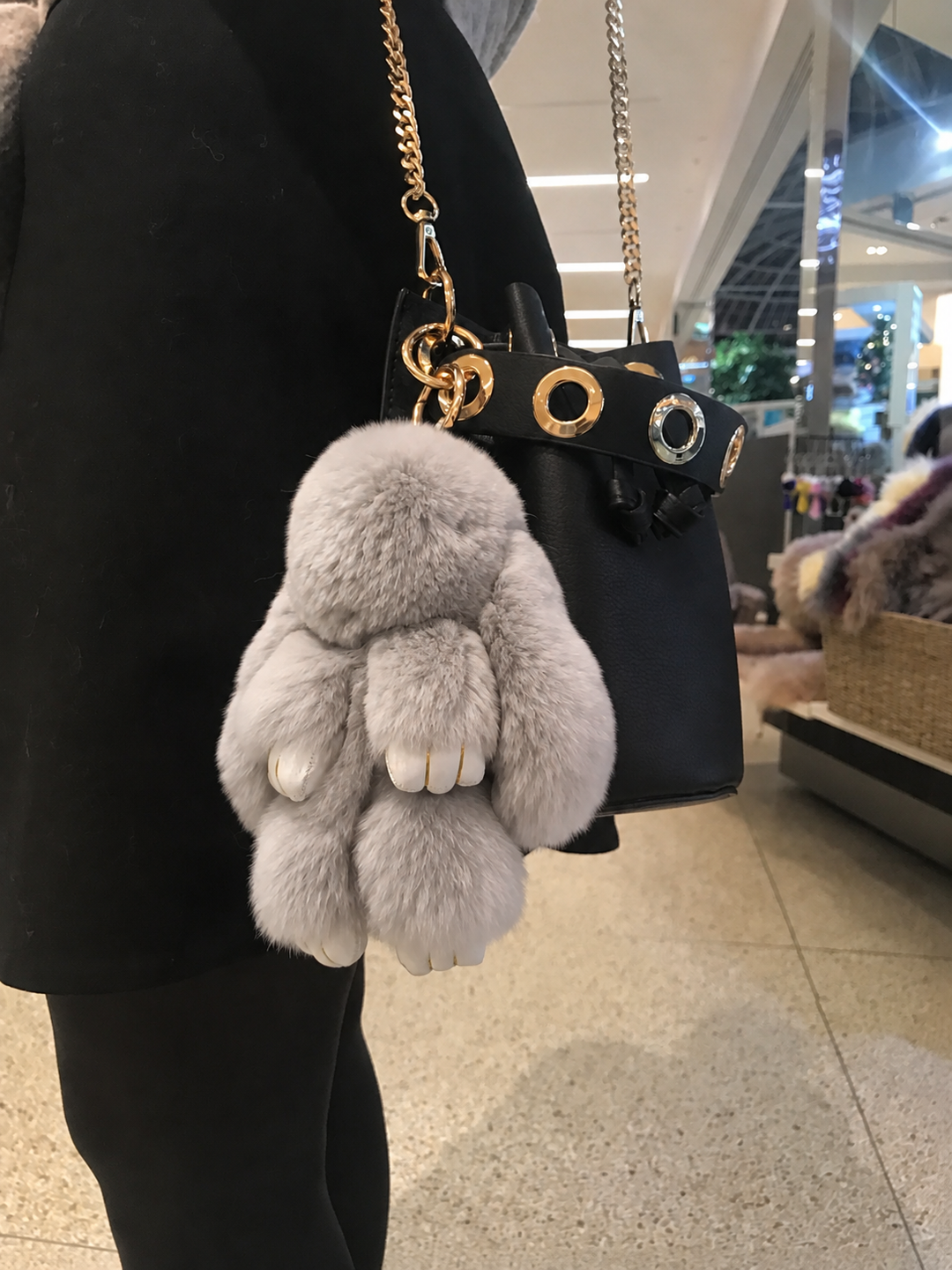 Cute Fluffy Bunny Rex Rabbit Keychain (Caramel Brown)