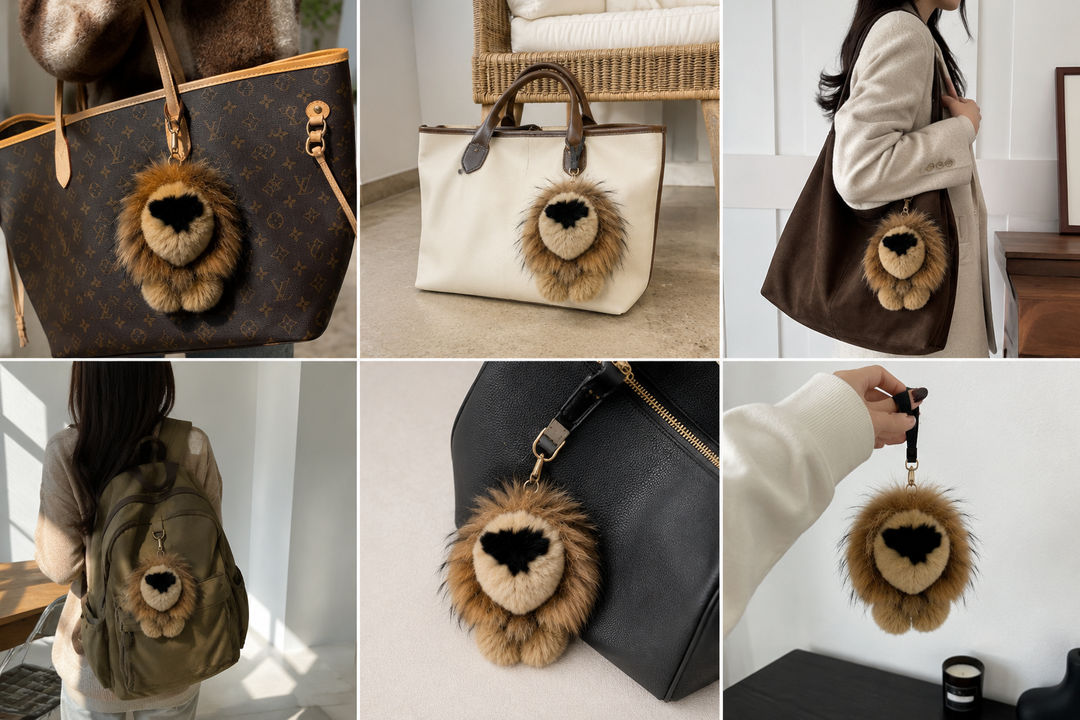 Cute Fluffy Domestic Mink Fur Bag Charm & Keychain
