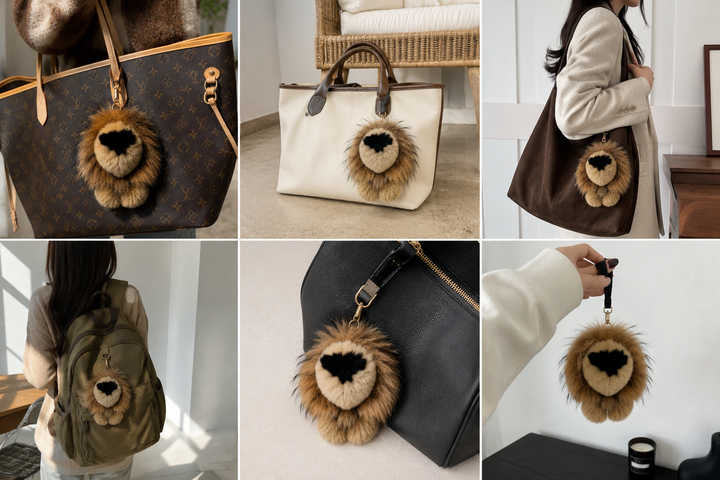 Cute Fluffy Domestic Mink Fur Bag Charm & Keychain