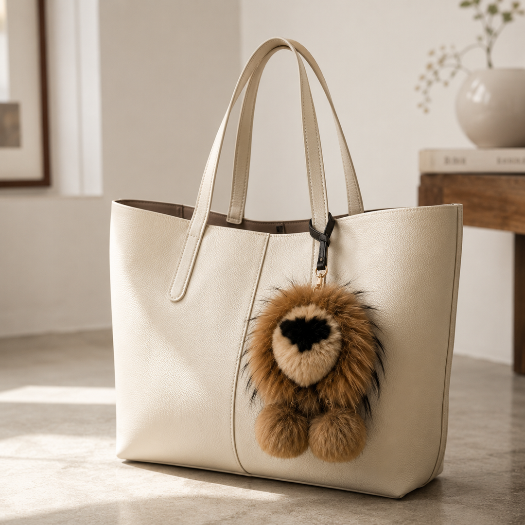 Cute Fluffy Domestic Mink Fur Bag Charm & Keychain