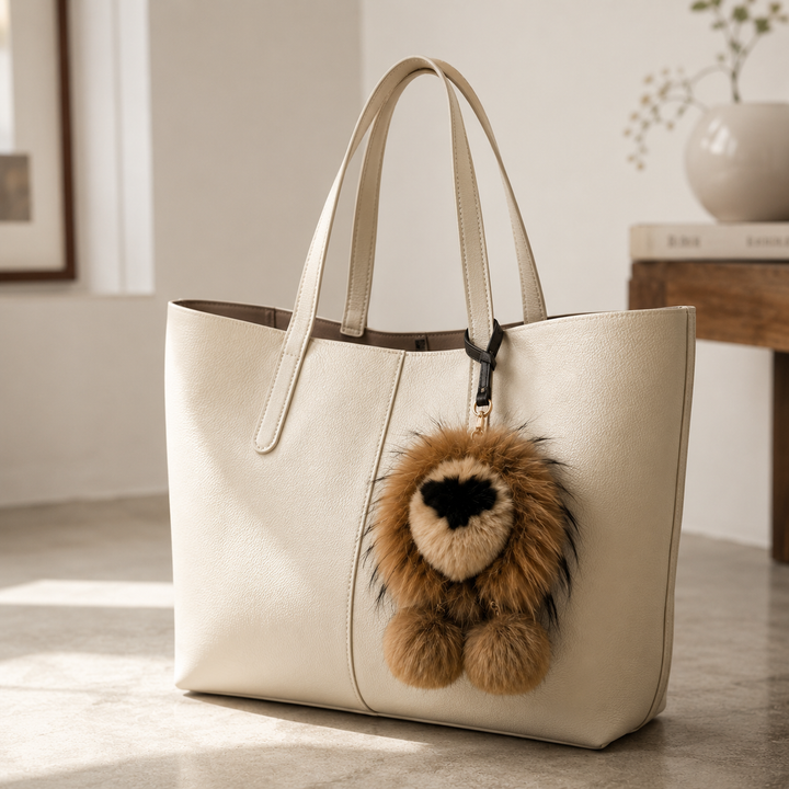 Cute Fluffy Domestic Mink Fur Bag Charm & Keychain