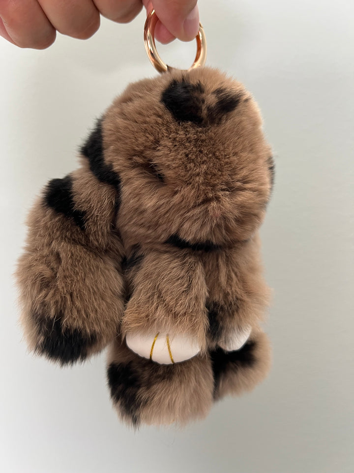 Cute Fluffy Bunny Rex Rabbit Keychain (Caramel Brown)
