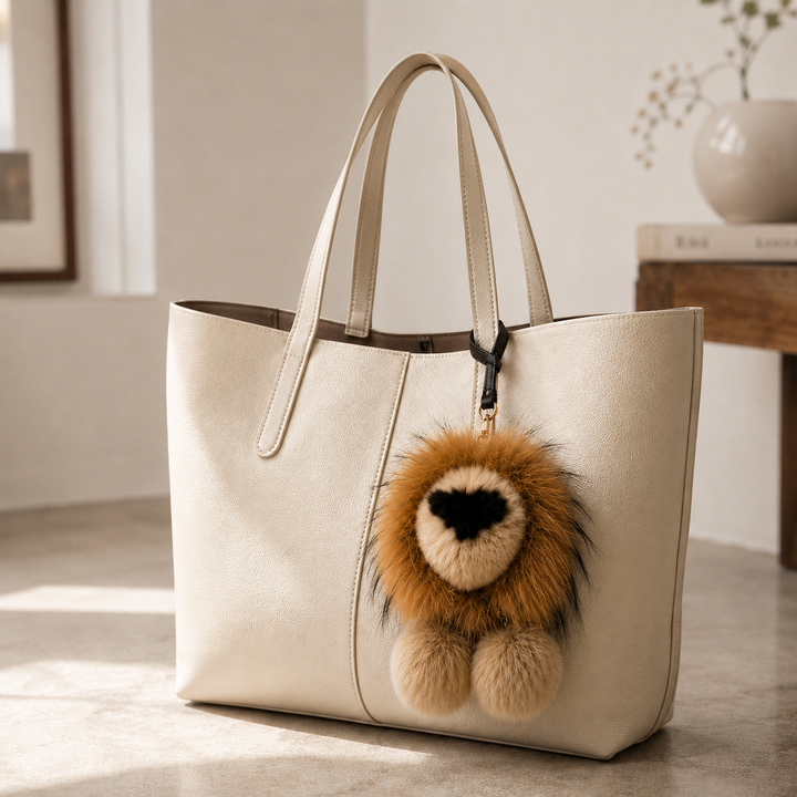 Cute Fluffy Domestic Mink Fur Bag Charm & Keychain