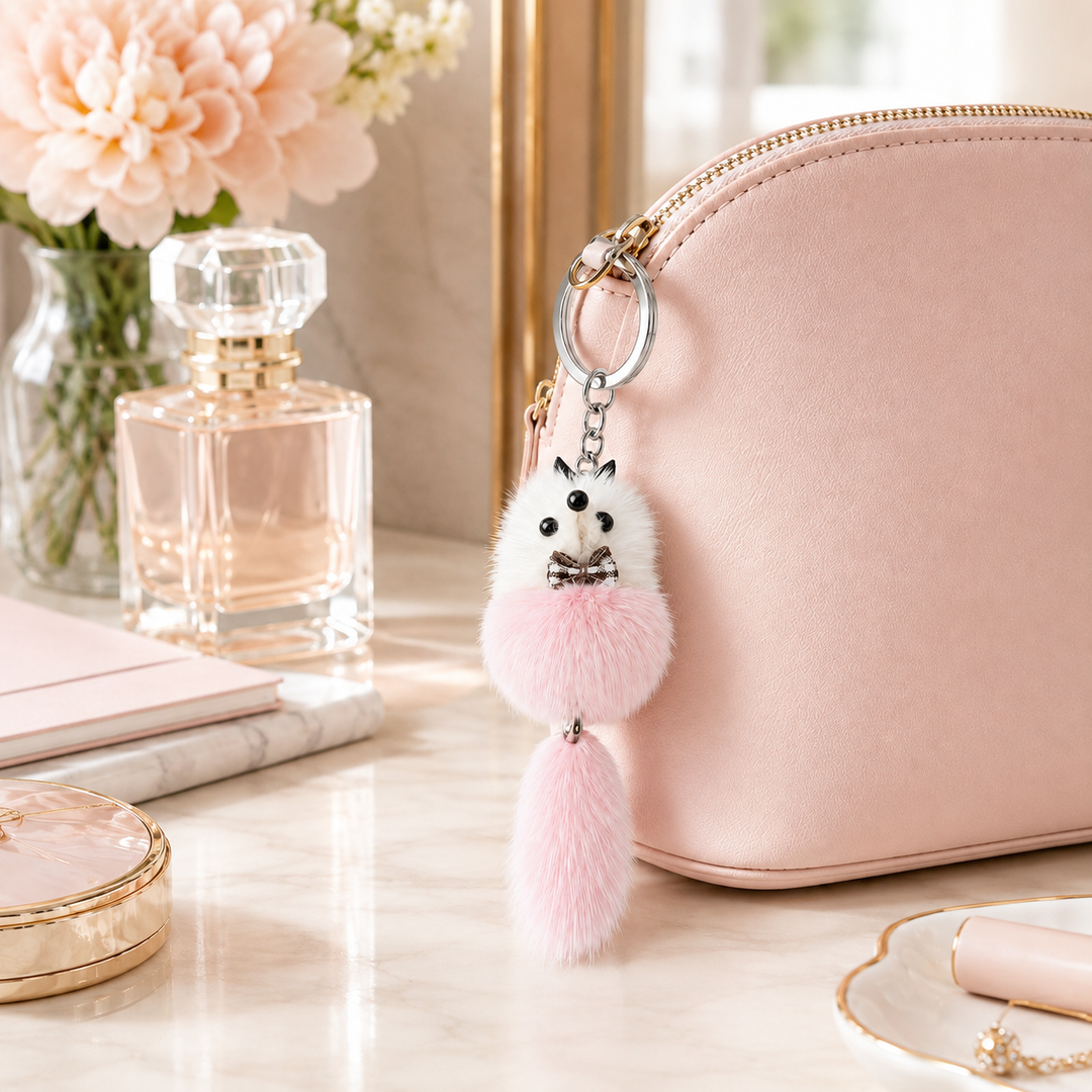 Cute Genuine Mink Fur Bag Charm Keychain (Various Colors)