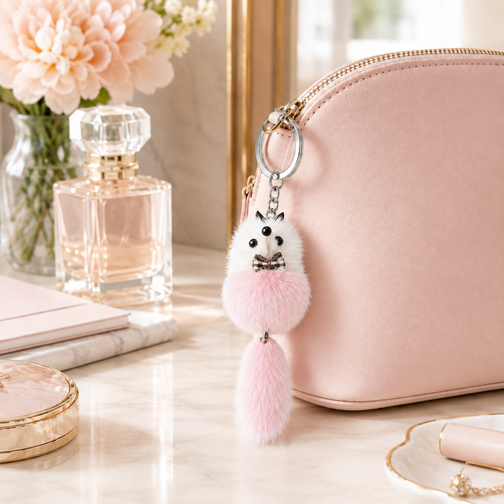 Cute Genuine Mink Fur Bag Charm Keychain (Various Colors)