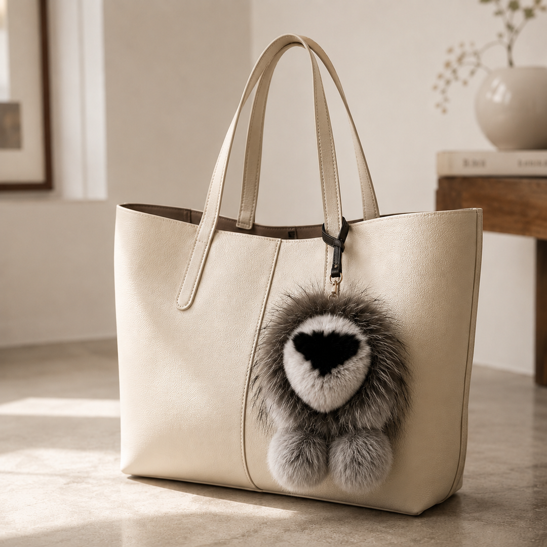 Cute Fluffy Domestic Mink Fur Bag Charm & Keychain