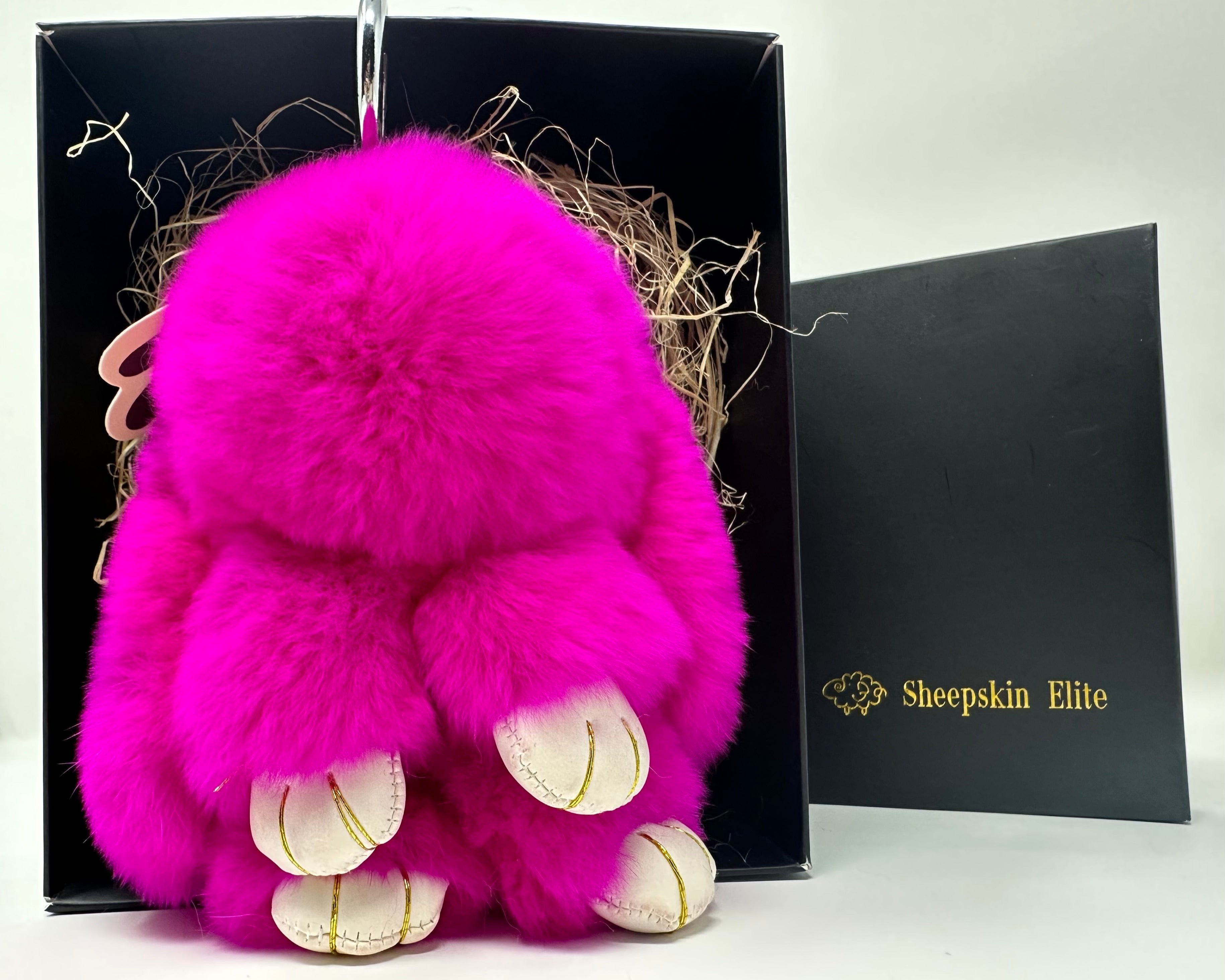 Cute Fluffy Bunny Rex Rabbit Keychain (Bold Pink) – Sheepskin Elite