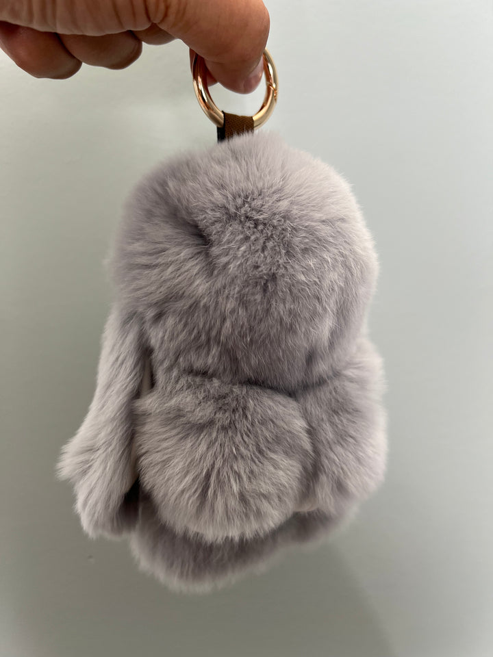Cute Fluffy Bunny Rex Rabbit Keychain (Caramel Brown)