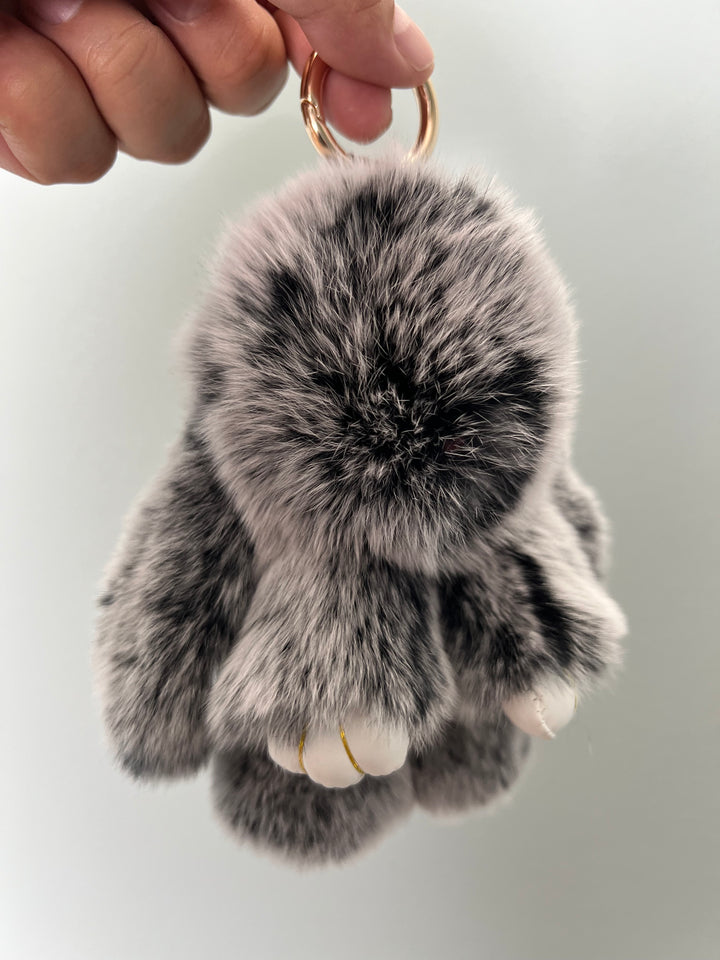 Cute Fluffy Bunny Rex Rabbit Keychain (Caramel Brown)