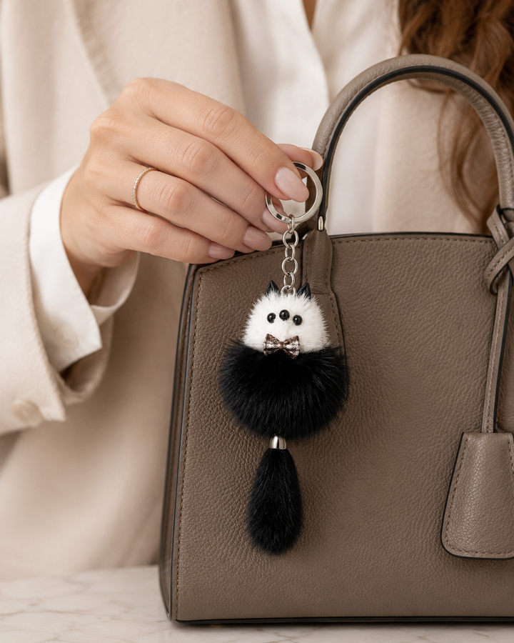 Cute Genuine Mink Fur Bag Charm Keychain (Various Colors)