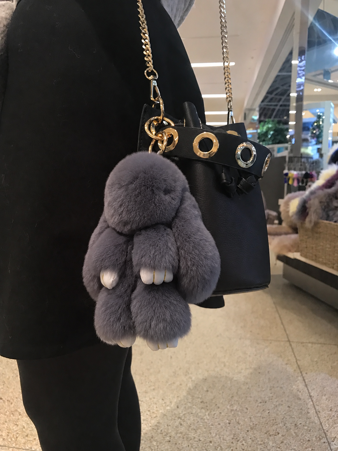Cute Fluffy Bunny Rex Rabbit Keychain (Caramel Brown)
