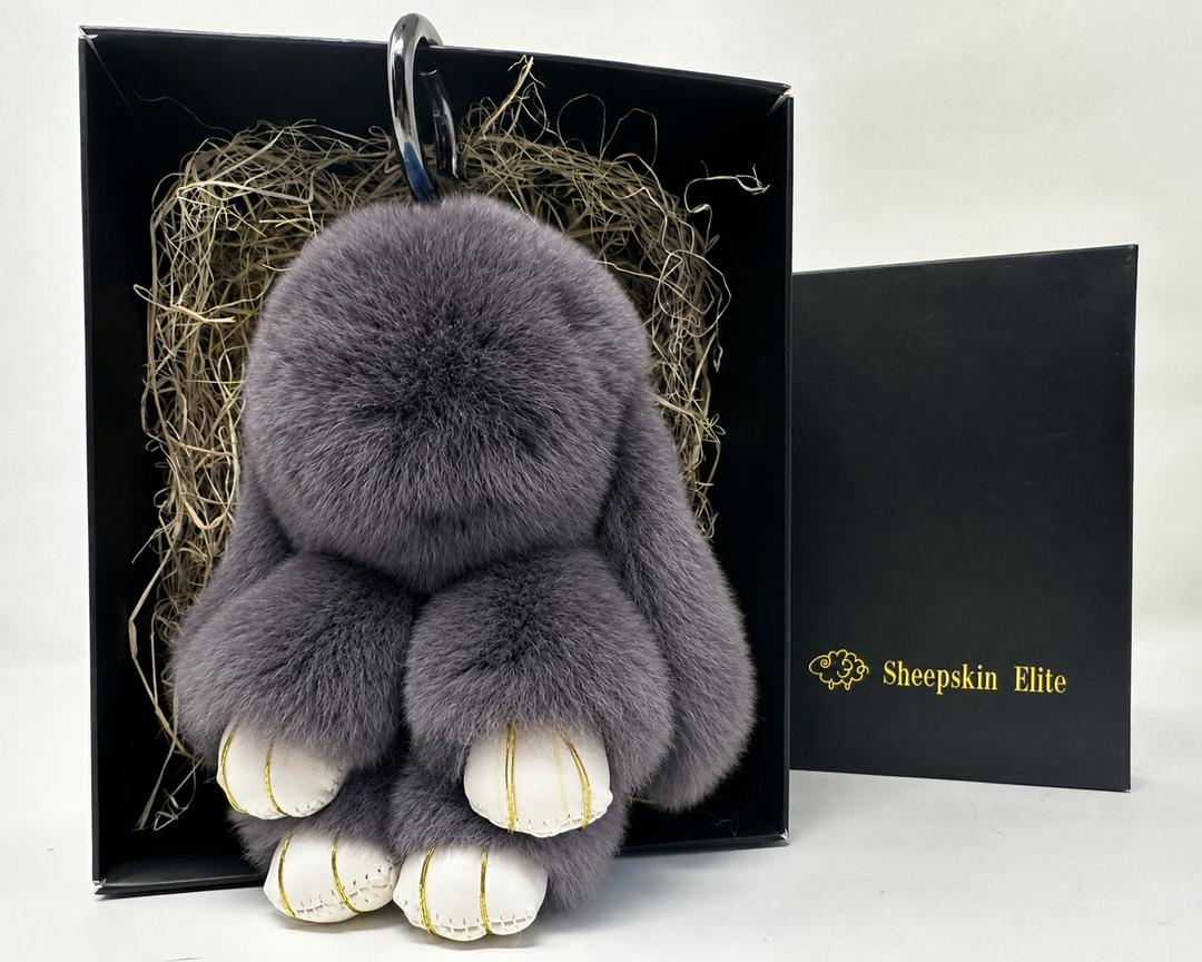 Cute Fluffy Bunny Rex Rabbit Keychain (Caramel Brown)