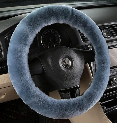 Sheepskin Steering Wheel Cover - Black