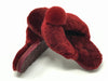 New Style Sheepskin Fluffy Flip-flop with Pong Pong Front - Burgundy
