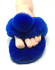 New Style Sheepskin Fluffy Flip-flop with Pong Pong Front - Blue