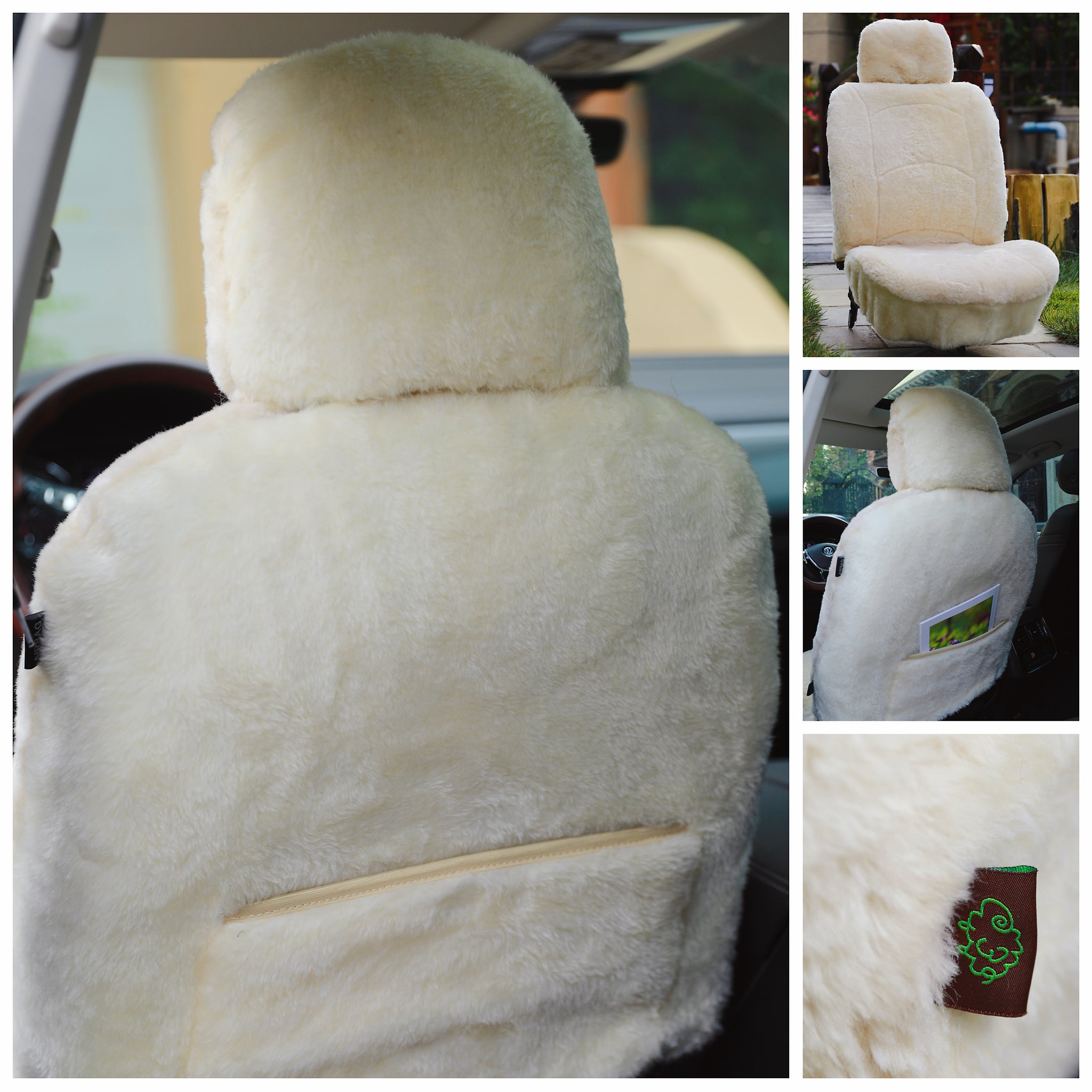 GENUINE AUSTRALIAN SHEARED WOOL SHEEPSKIN CAR SEAT COVER CURVE PATTERN ...