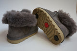 Unisex Baby Toddler Sheepskin Boots with Ties - Grey