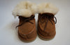Unisex Baby Toddler Sheepskin Boots with Ties - Tan