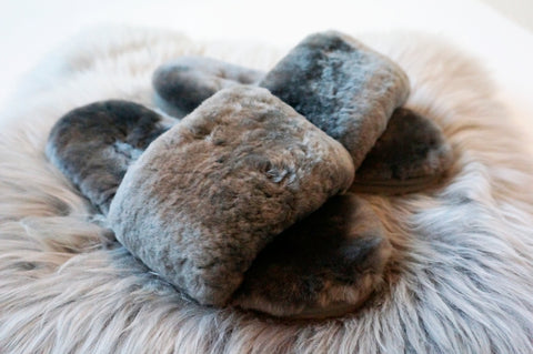 Australian Sheepskin Fluffy Slipper - Light Grey