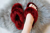 Australian Sheepskin Fluffy Flip-flop - Dark Red