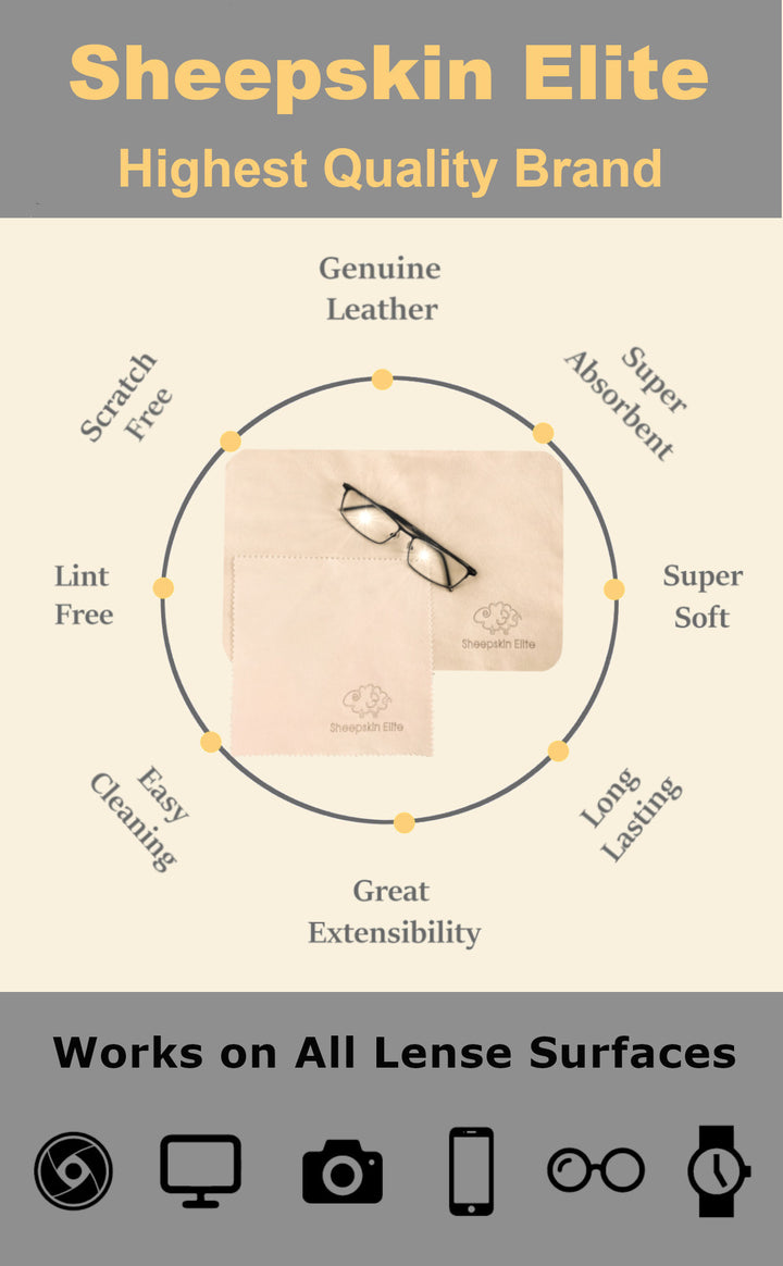 NATURAL CHAMOIS LEATHER CAMERA LENS EYEGLASSES CLEANING CLOTH