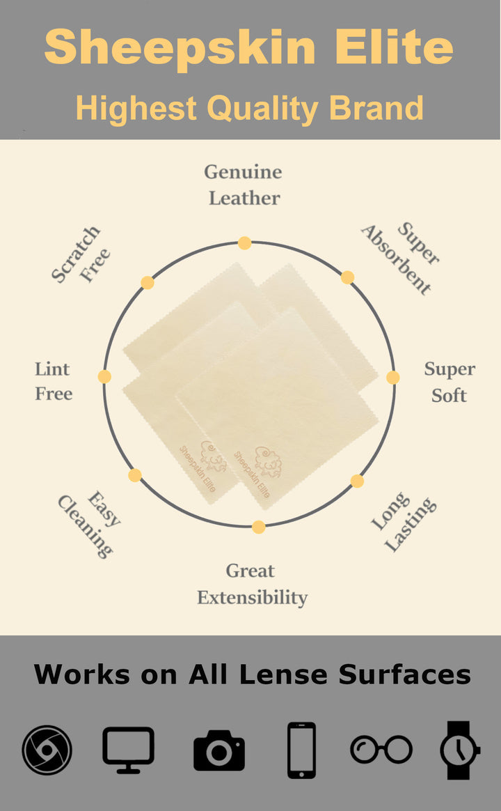 NATURAL CHAMOIS LEATHER CAMERA LENS EYEGLASSES CLEANING CLOTH