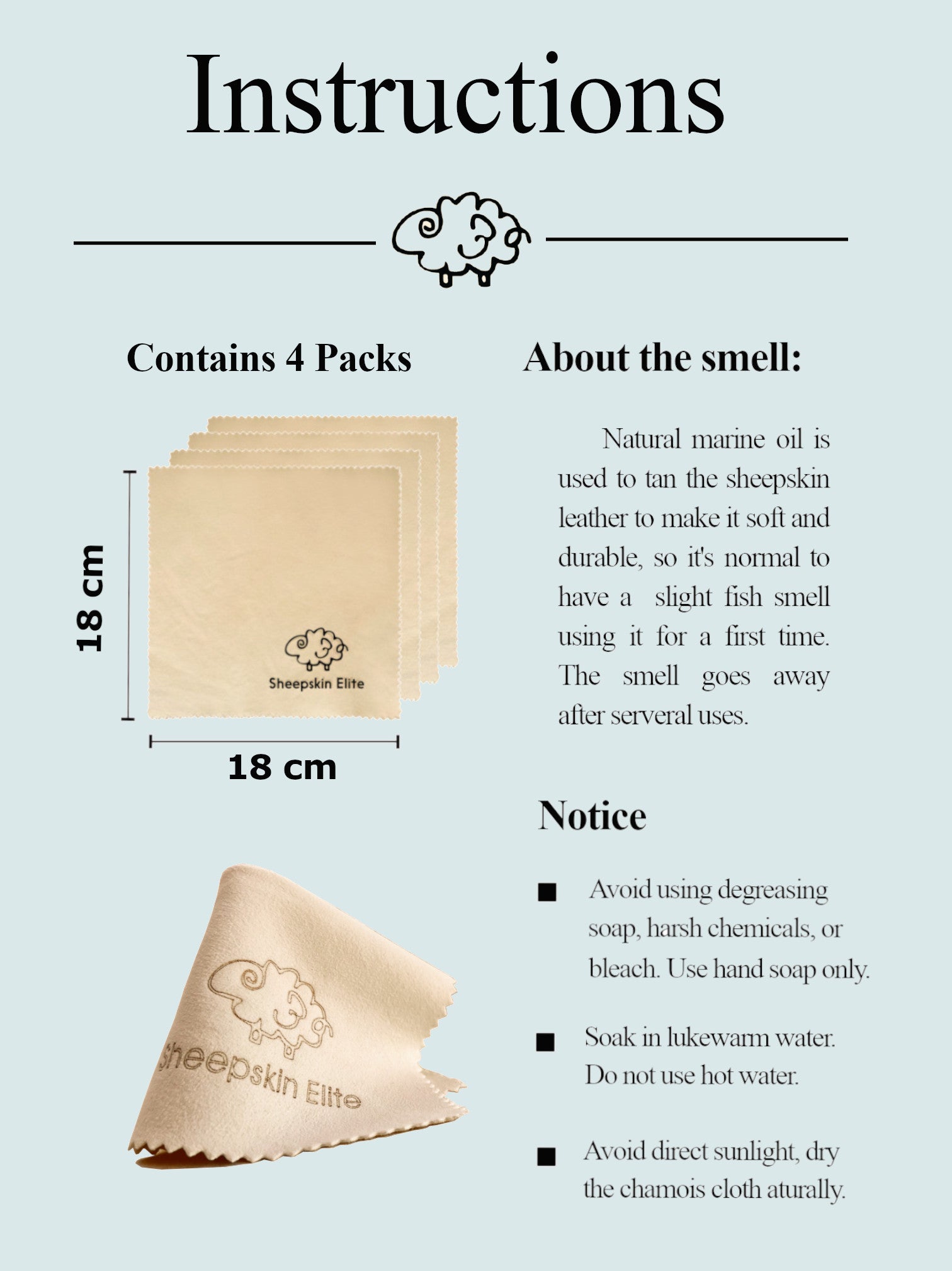 Natural Chamois Leather Camera Lens Eyeglasses Cleaning Cloth (4 Packs