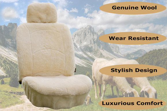 GENUINE AUSTRALIAN SHEARED WOOL SHEEPSKIN CAR SEAT COVER CURVE PATTERN