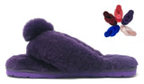 New Style Sheepskin Fluffy Flip-flop with Pong Pong Front - Purple
